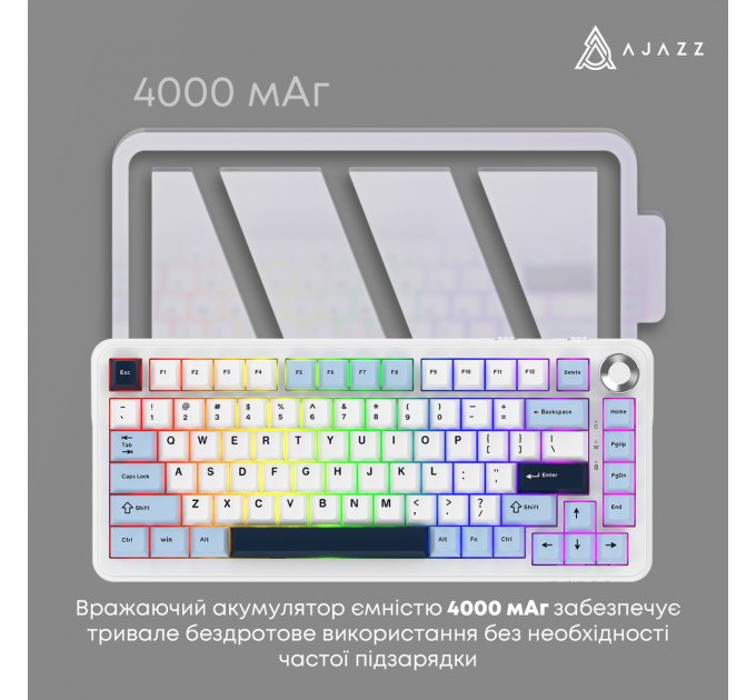Клавіатура бездротова Ajazz AK820 Max Plus Day Dream Switch White (AK820MAX-DD-BWD)