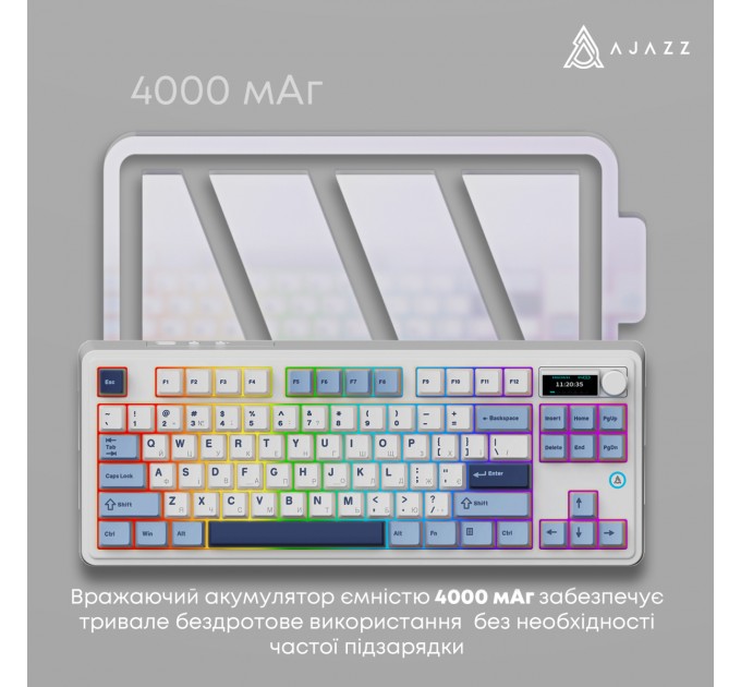 Ajazz Клавіатура бездротова Ajazz AK870 Plus Murad Switch White (AK870-MU-BWD)