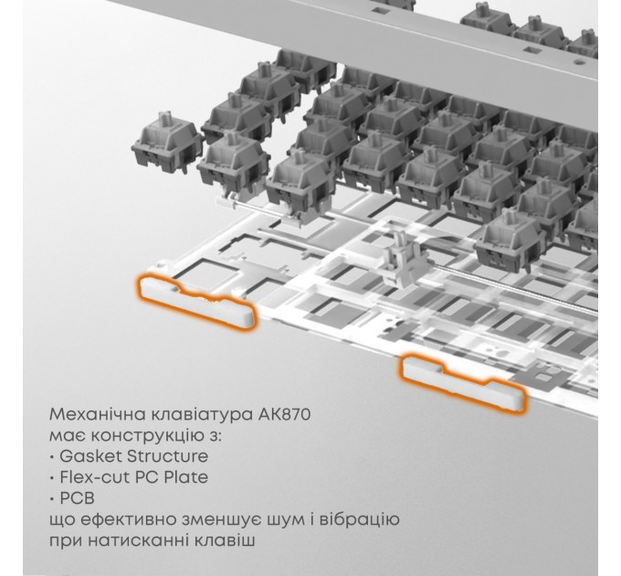 Ajazz Клавіатура бездротова Ajazz AK870 Plus Murad Switch White (AK870-MU-BWD)