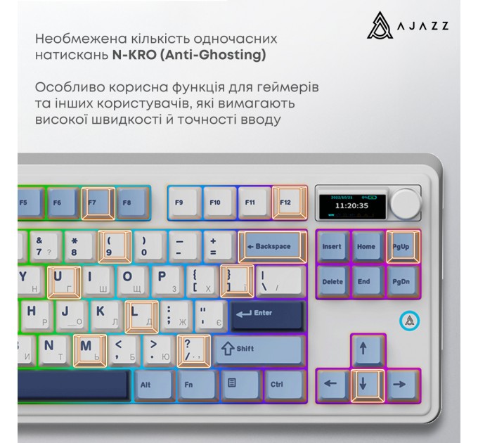 Ajazz Клавіатура бездротова Ajazz AK870 Plus Murad Switch White (AK870-MU-BWD)