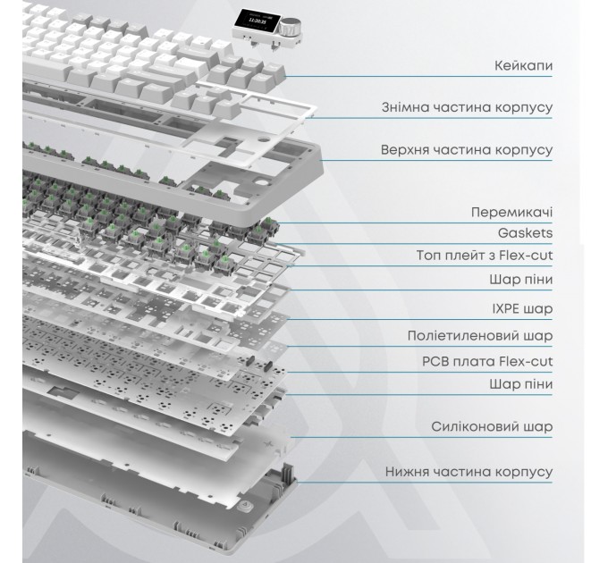 Ajazz Клавіатура бездротова Ajazz AK870 Plus Murad Switch White (AK870-MU-BWD)