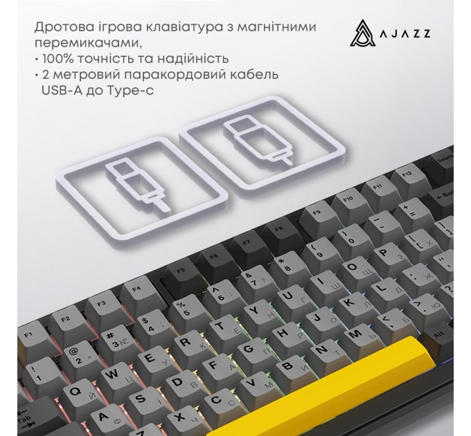 Клавіатура Ajazz AK820 Max Magnetic Switch Black (AK820MAX-WM-BGY)