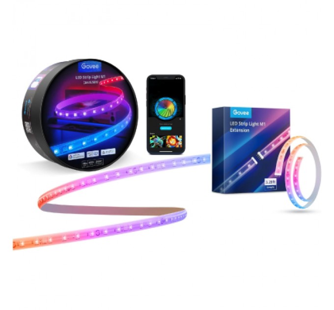 Світлодіодна стрічка Govee H100E LED Compatible extension of H61E1, 1.0m, RGBIC , WI-FI/Bluetooth, white (H100E0D1)