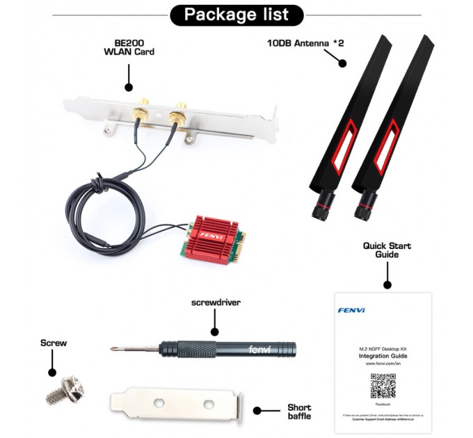 Бездротовий адаптер Fenvi FV-BE200NG Wi-Fi 7, Bluetooth 5.4 Adapter, Tri-band 2.4G/5G/6GHz