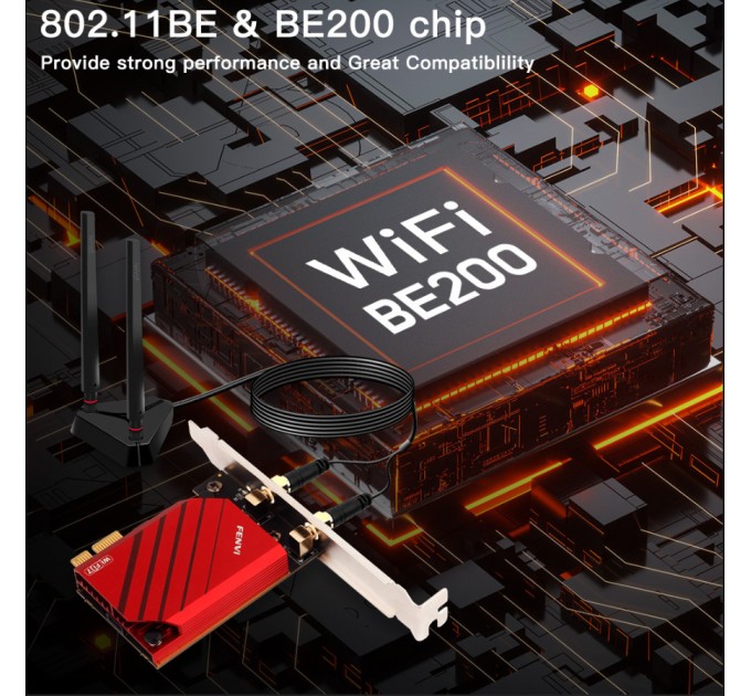 Fenvi Бездротовий адаптер Fenvi FV-BE8800Pro Wi-Fi 7, Bluetooth 5.4 Gaming Tri Band 2.4G/5G/6GHz