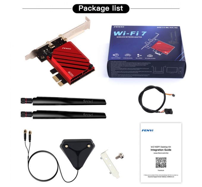 Fenvi Бездротовий адаптер Fenvi FV-BE8800Pro Wi-Fi 7, Bluetooth 5.4 Gaming Tri Band 2.4G/5G/6GHz