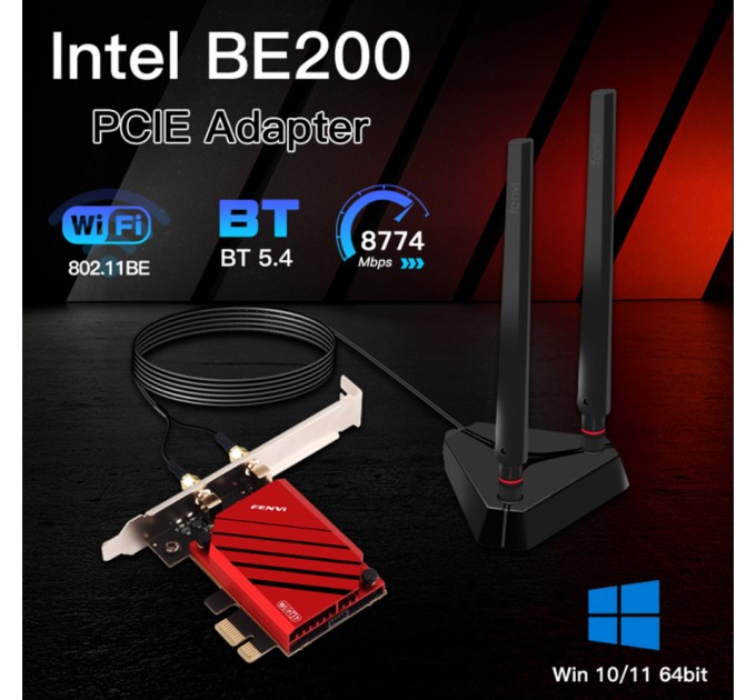 Fenvi Бездротовий адаптер Fenvi FV-BE8800Pro Wi-Fi 7, Bluetooth 5.4 Gaming Tri Band 2.4G/5G/6GHz