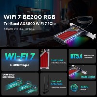 Бездротовий адаптер Fenvi FV-BE8800RGB Wi-Fi 7, Bluetooth 5.4 Gaming Tri Band 2.4G/5G/6GHz