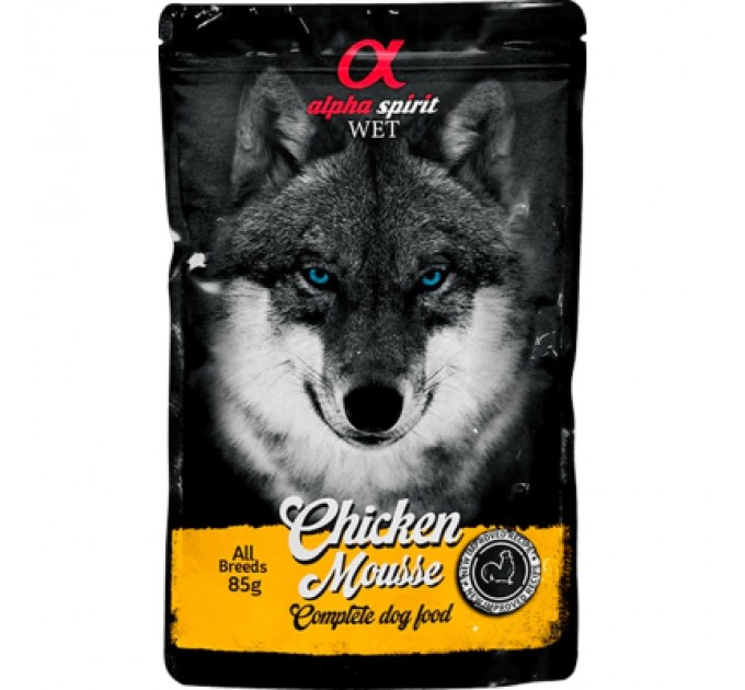 Alpha Spirit Вологий корм для собак Alpha Spirit старше 1 року з куркою 85 г (8436586311636)