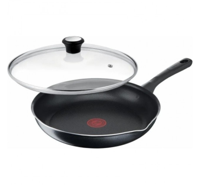 Сковорода Tefal Day by Day 20 см, з кришкою, алюміній, бакеліт, скло, чорний (B5580223UA)