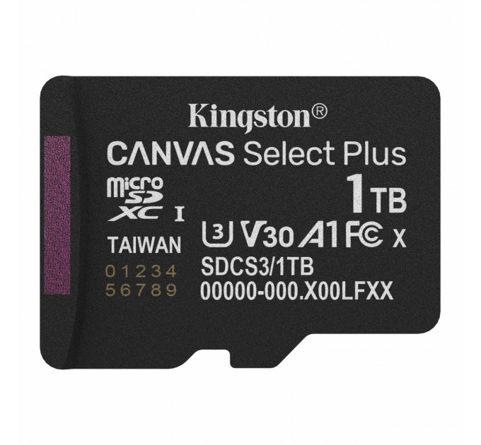 Kingston Карта пам`яті MicroSDXC 1TB UHS-I Class 10 Kingston Canvas Select Plus R150MB/s (SDCS3/1TBSP)