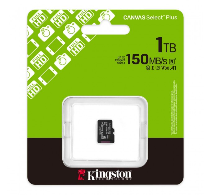 Kingston Карта пам`яті MicroSDXC 1TB UHS-I Class 10 Kingston Canvas Select Plus R150MB/s (SDCS3/1TBSP)