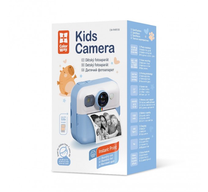 ColorWay Дитячий фотоапарат ColorWay з функцією моментального друку Blue (CW-PHP01B)