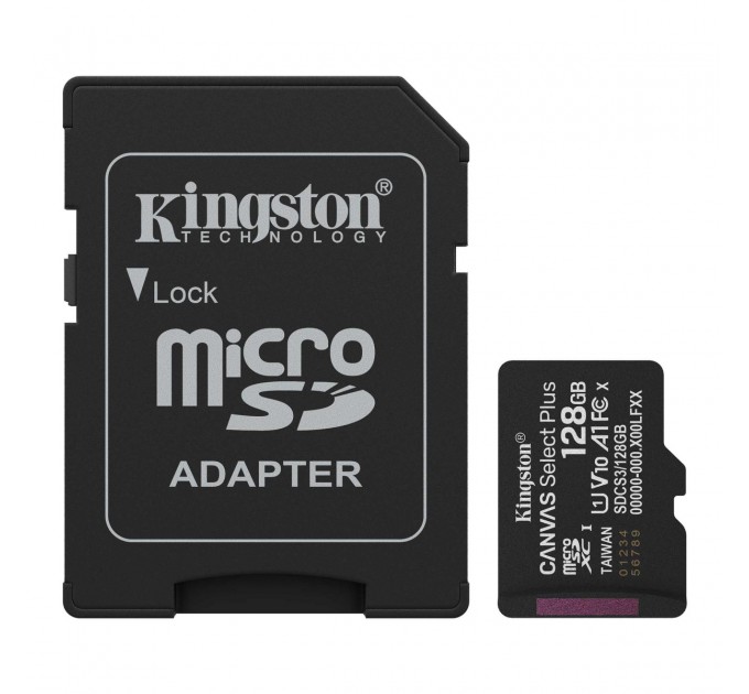 Карта пам`яті MicroSDXC 128GB UHS-I Class 10 Kingston Canvas Select Plus R150MB/s (SDCS3/128GBSP)