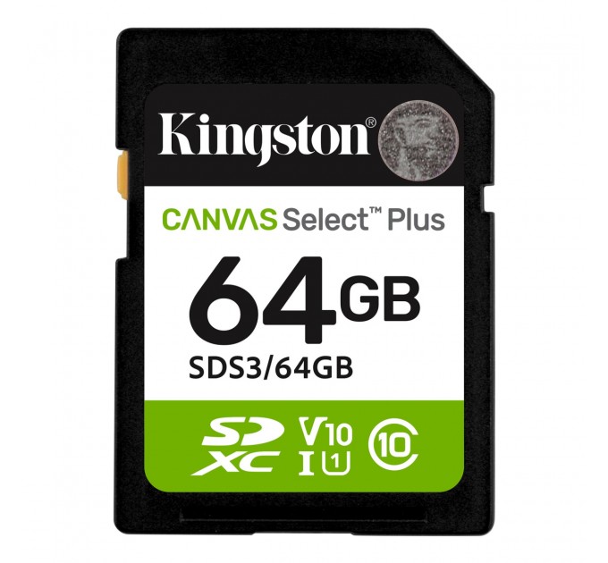 Kingston Карта пам`яті SDXC 64GB UHS-I Class 10 Kingston Canvas Select Plus R100MB/s (SDS3/64GB)