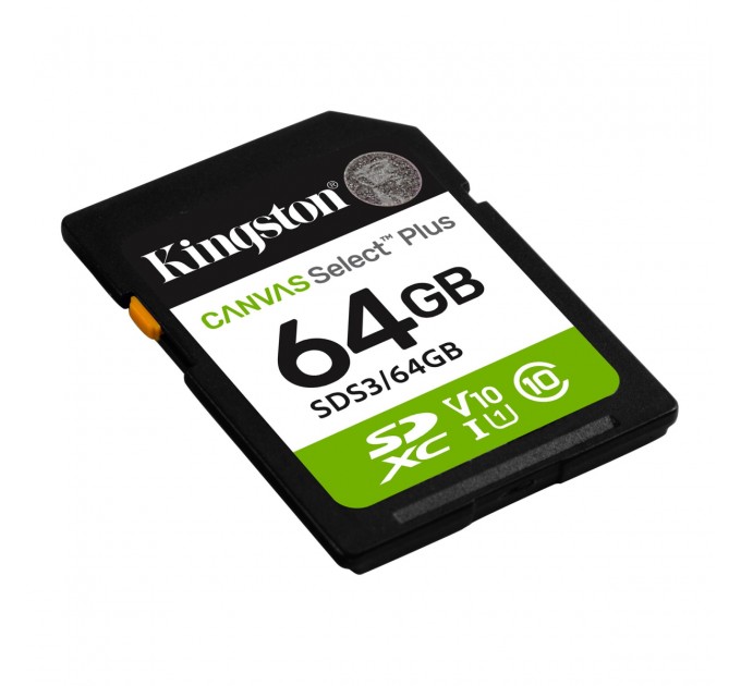 Kingston Карта пам`яті SDXC 64GB UHS-I Class 10 Kingston Canvas Select Plus R100MB/s (SDS3/64GB)