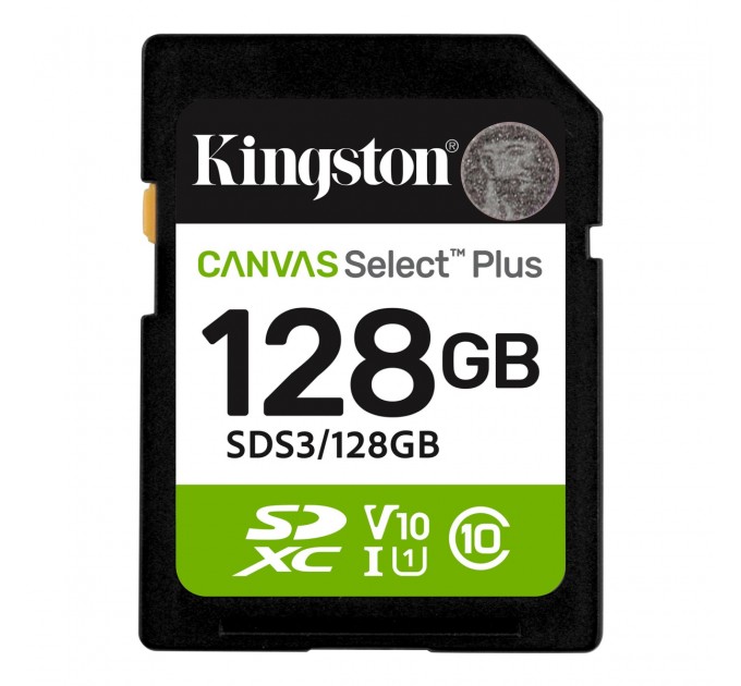 Kingston Карта пам`яті SDXC 128GB UHS-I Class 10 Kingston Canvas Select Plus R150MB/s (SDS3/128GB)