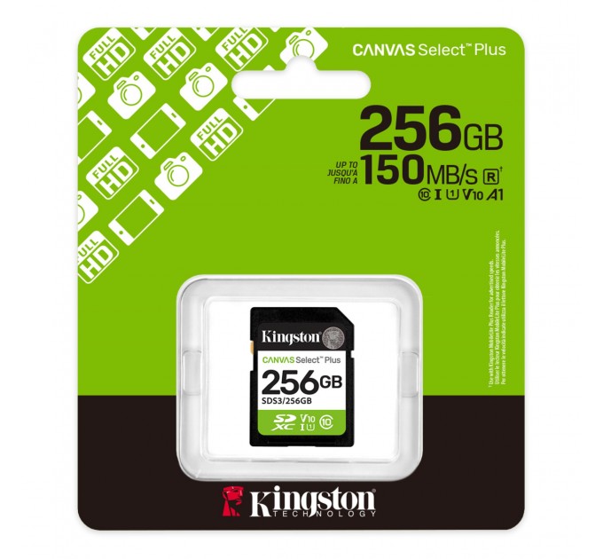 Kingston Карта пам`яті SDXC 256GB UHS-I Class 10 Kingston Canvas Select Plus R150MB/s (SDS3/256GB)