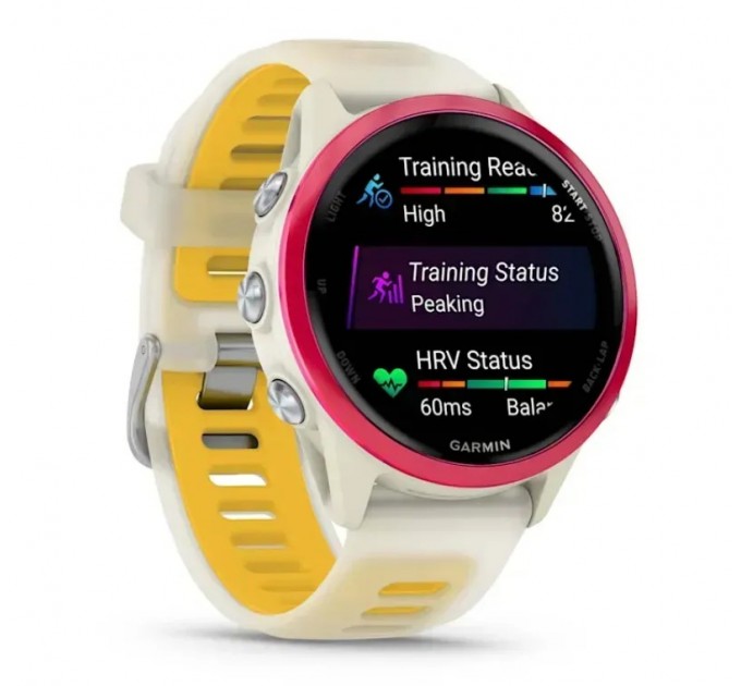 Garmin Смарт-годинник Garmin Forerunner 570 42mm Raspberry with Mango/Translucent Bone with Silver Buckle (010-02970-42)