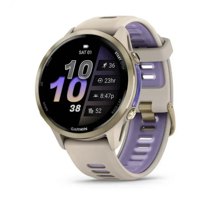 Garmin Смарт-годинник Garmin Forerunner 970 French Gray Soft Gold Titanium with French Gray/Translucent Indigo Silicone with Soft Gold Buckle (010-02969-62)