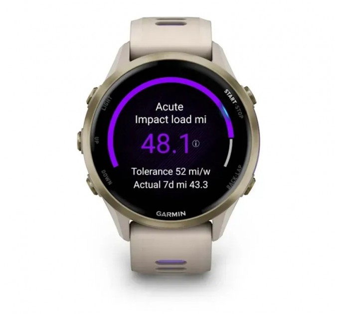 Garmin Смарт-годинник Garmin Forerunner 970 French Gray Soft Gold Titanium with French Gray/Translucent Indigo Silicone with Soft Gold Buckle (010-02969-62)