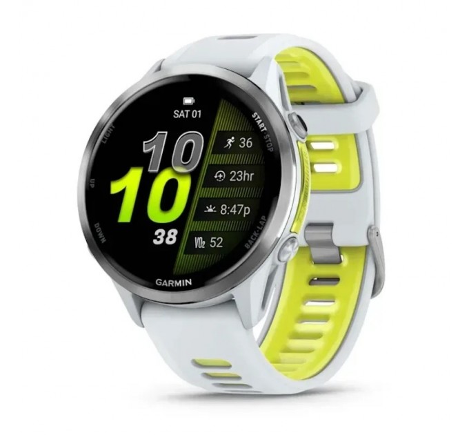 Garmin Смарт-годинник Garmin Forerunner 970 Whitestone Titanium with Whitestone/Translucent Amp Yellow Silicone with Silver Buckle (010-02969-61)