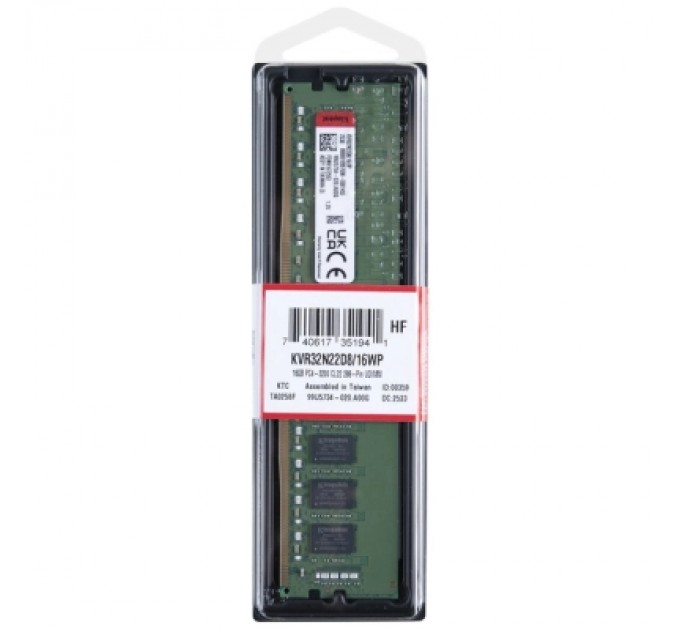 Модуль пам'яті для комп'ютера DDR4 16GB 3200 MHz Kingston (KVR32N22D8/16WP)