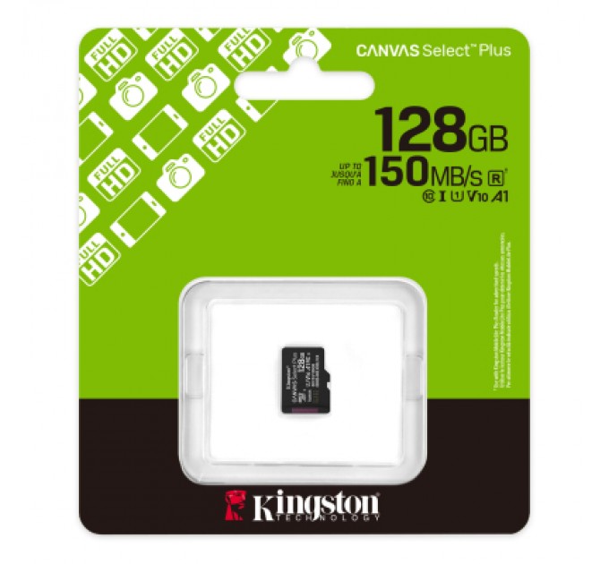 Карта пам'яті Kingston 128GB microSDXC class 10 UHS-I V10 A1 Canvas Select Plus (SDCS3/128GBSP)