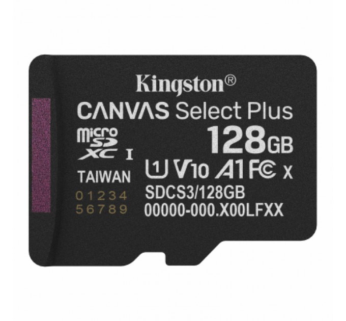 Карта пам'яті Kingston 128GB microSDXC class 10 UHS-I V10 A1 Canvas Select Plus (SDCS3/128GBSP)