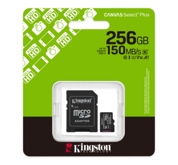 Карта пам'яті Kingston 256GB microSDXC class 10 UHS-I V10 A1 Canvas Select Plus (SDCS3/256GB)