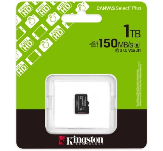 Карта пам'яті Kingston 1TB microSDXC class 10 UHS-I U3 V30 A1 Canvas Select Plus (SDCS3/1TBSP)