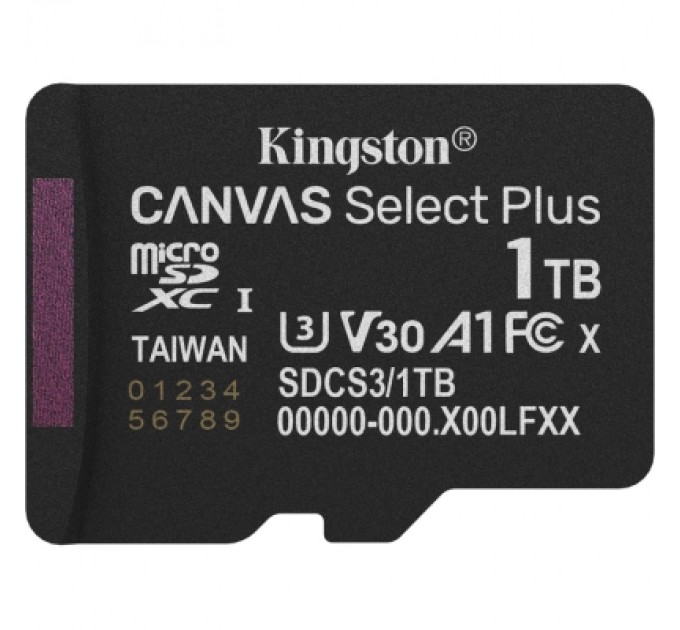 Карта пам'яті Kingston 1TB microSDXC class 10 UHS-I U3 V30 A1 Canvas Select Plus (SDCS3/1TBSP)