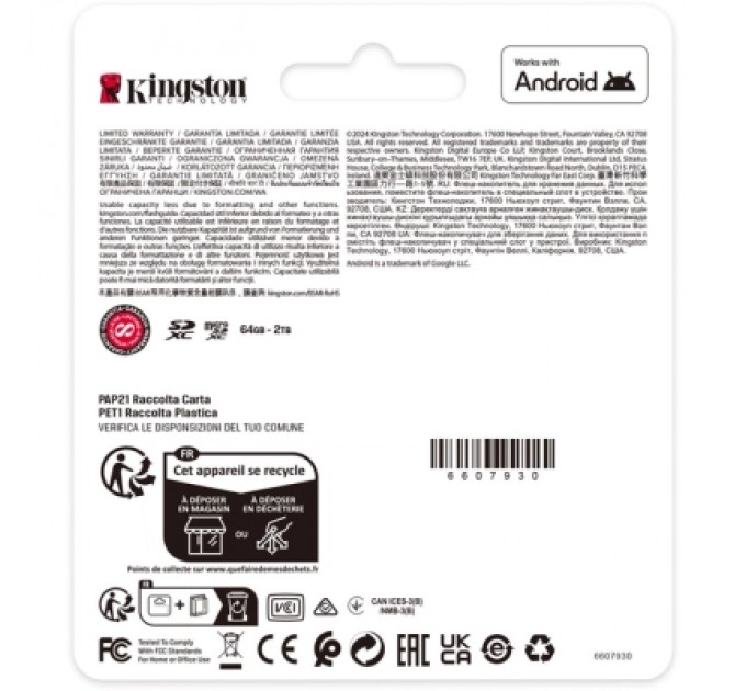 Карта пам'яті Kingston 1TB microSDXC class 10 UHS-I U3 V30 A1 Canvas Select Plus (SDCS3/1TBSP)