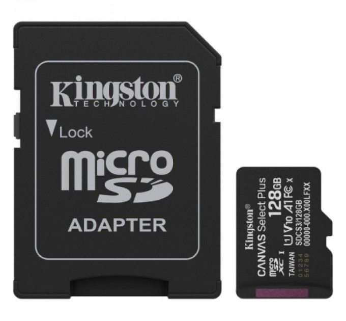 Карта пам'яті Kingston 128GB microSDXC class 10 UHS-I U3 V30 A1 Canvas Select Plus (SDCS3/128GB)