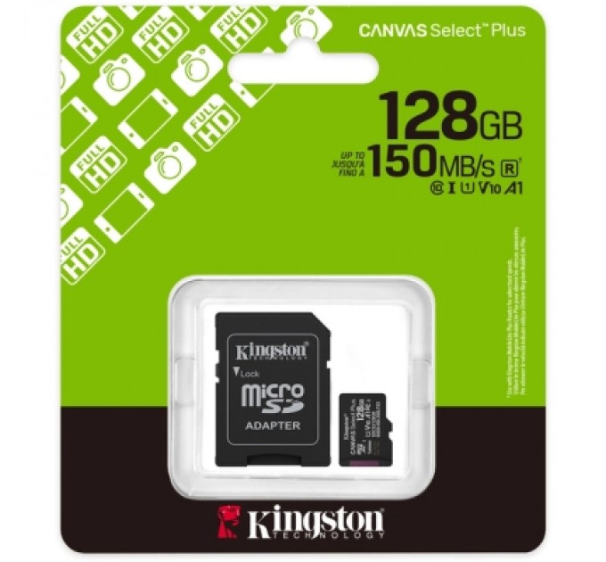Карта пам'яті Kingston 128GB microSDXC class 10 UHS-I U3 V30 A1 Canvas Select Plus (SDCS3/128GB)