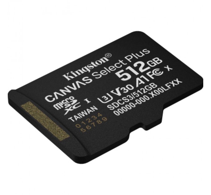 Kingston Карта пам'яті Kingston 512GB microSDXC class 10 UHS-I U3 V30 A1 Canvas Select Plus (SDCS3/512GBSP)