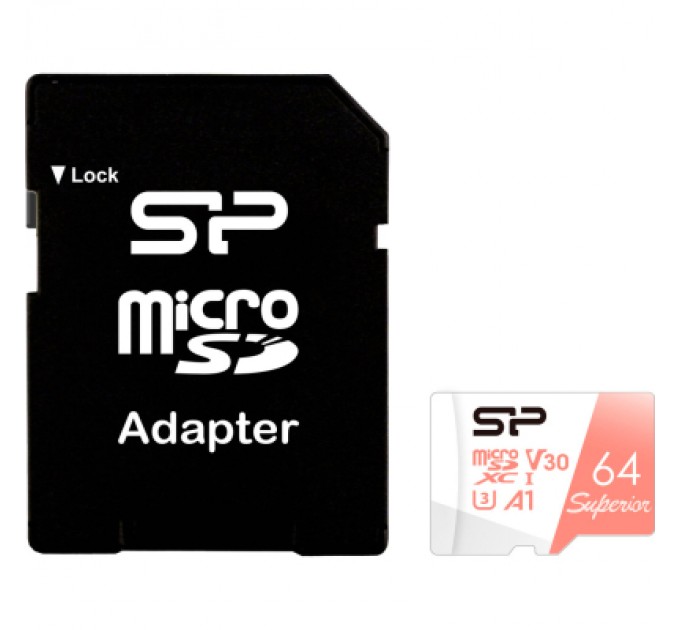 Silicon Power Карта пам'яті Silicon Power 64GB microSDXC class 10 UHS-I U3 V30 A1 Superior (SP064GBSTXDV3V20SP)