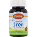 Carlson Мінерали Carlson Залізо Дитяче, 15 мг, смак полуниці, Kid's Chewable Iron, 60 жуватий (CAR-55940)