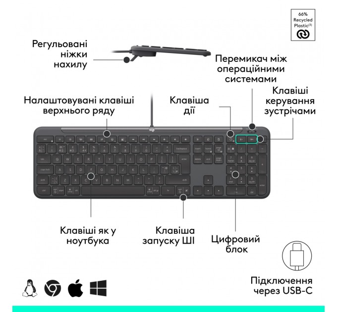 Комплект (клавіатура, миша) Logitech Signature Slim Combo MK620 Graphite (920-013349)