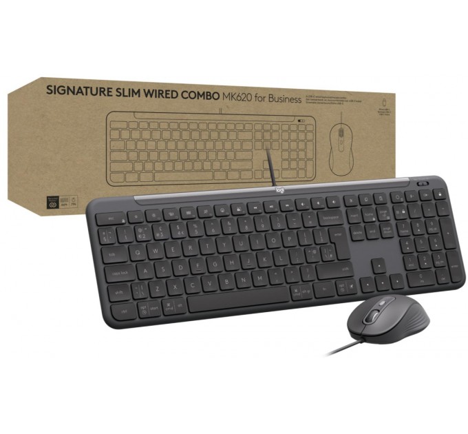 Комплект (клавіатура, миша) Logitech Signature Slim Combo MK620 Graphite (920-013349)