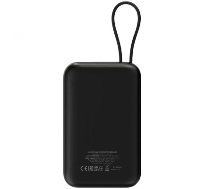 Батарея універсальна Canyon 10000mAh OnPower 101 PD/22.5W built-in cable Black (CNS-CPB101BK)