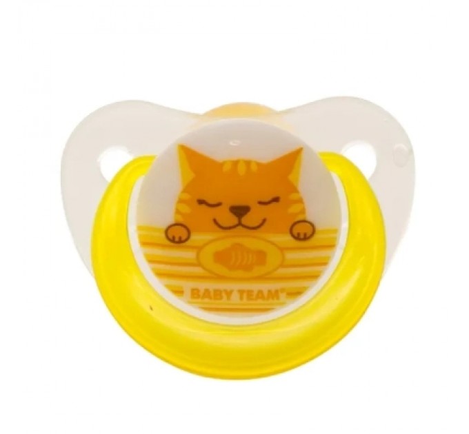Пустушка Baby Team латексна, ортодонтична 0+ міс (3200_кіт)
