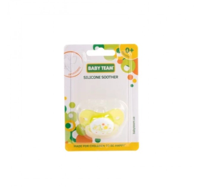 Пустушка Baby Team силіконова ортодонтична, 0-6 міс. (3001_зірочки)