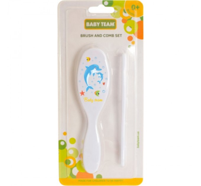Набір для догляду за дитиною Baby Team гребінець і щітка Білий (7105_білий)