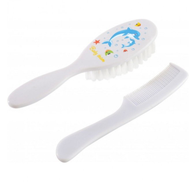 Набір для догляду за дитиною Baby Team гребінець і щітка Білий (7105_білий)