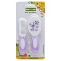 Набір для догляду за дитиною Baby Team гребінець і щітка з натуральної щетин (7106_фиолетовый)