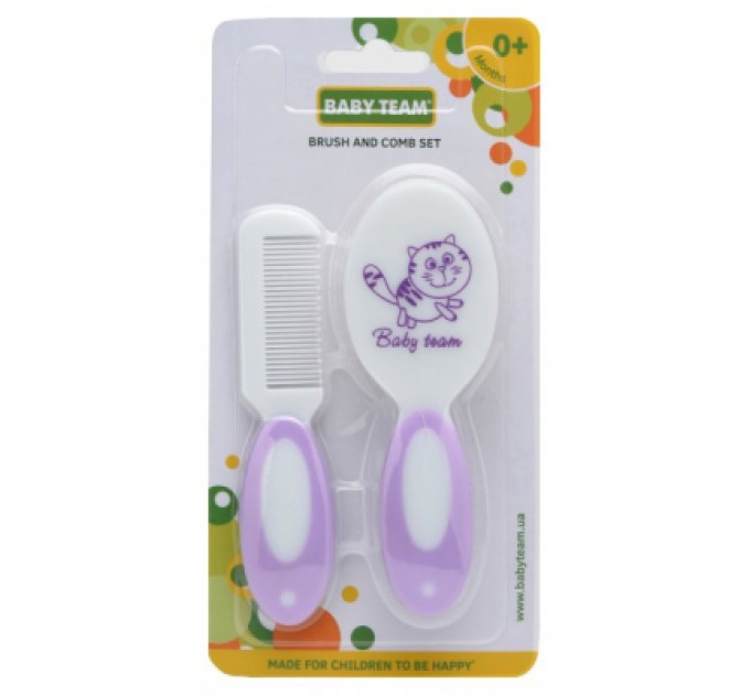 Набір для догляду за дитиною Baby Team гребінець і щітка з натуральної щетин (7106_фиолетовый)