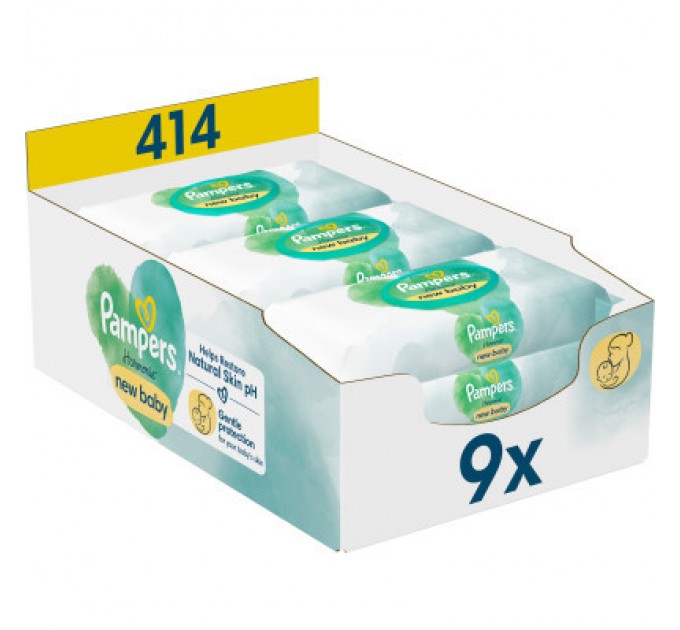 Дитячі вологі серветки Pampers Harmonie New baby 9 пачок х 46 шт (8700216026253)