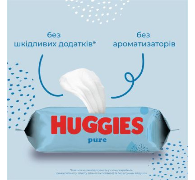 Huggies Дитячі вологі серветки Huggies Pure 56 х 4 шт (5029053550121)