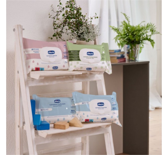 Chicco Дитячі вологі серветки Chicco м`які очищаючі, біорозкладні, 60 шт (12050.70)